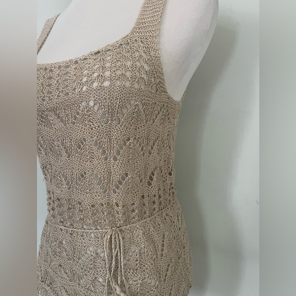 Vintage Crocheted Beige Sweater Vest Sz: S - Picture 3 of 8
